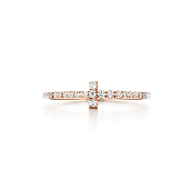 Tiffany T Wire Ring Rose Gold With Diamonds For Women UK Sale OnlineGRP08658/GRP08661