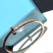 Tiffany T1 Wide Diamond Hinged Bangle Champagne Gold