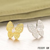Van Cleef & Arpels Flying Two Butterflies Earrings Yellow White Gold With Pave Diamond