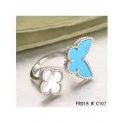 Van Cleef Arpels Luck Alhambra Between The Finger Ring White Gold Turquoise With Mother Of Pearl