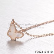 Van Cleef Arpels Lucky Alhambra Butterfly Necklace Pink Gold With White Mother Of Pearl