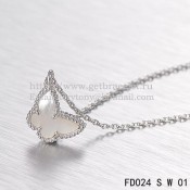 Van Cleef Arpels Lucky Alhambra Butterfly Necklace White Gold With White Mother Of Pearl