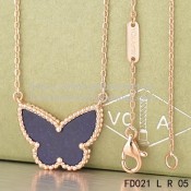 Van Cleef Arpels Lucky Alhambra Butterfly Pendant Pink Gold With Lapis Stone Mother Of Pearl