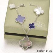 Van Cleef & Arpels Magic Alhambra Bracelet 5 Motifs White Gold With White Gray Lapis Mother Of Pearl