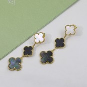 Van Cleef & Arpels Magic Alhambra Earrings 3 Motifs Yellow Gold in White and Gray mother-of-pearl and Onyx