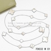 Van Cleef & Arpels Magic Alhambra Necklace White Gold 16 Motifs With White Mother Of Pearl