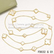 Van Cleef & Arpels Magic Alhambra Necklace Yellow Gold 16 Motifs With White Mother Of Pearl