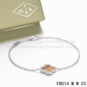 Van Cleef & Arpels Sweet Alhambra Bracelet White Gold With Tigers Eye Mother Of Pearl