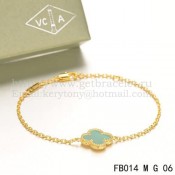 Van Cleef & Arpels Sweet Alhambra Bracelet Yellow Gold With Malachite Mother Of Pearl