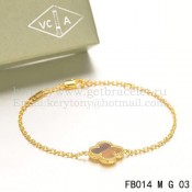 Van Cleef & Arpels Sweet Alhambra Bracelet Yellow Gold With Tigers Eye Mother Of Pearl