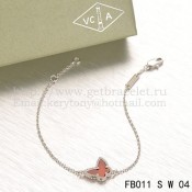 Van Cleef & Arpels Sweet Alhambra Butterfly Bracelet White Gold With Carnelian Mother Of Pearl
