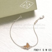 Van Cleef & Arpels Sweet Alhambra Butterfly Bracelet White Gold With Tigers Eye Mother Of Pearl