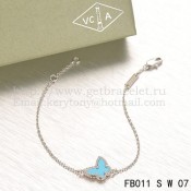 Van Cleef & Arpels Sweet Alhambra Butterfly Bracelet White Gold With Turquoise Mother Of Pearl