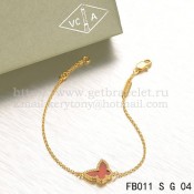 Van Cleef & Arpels Sweet Alhambra Butterfly Bracelet Yellow Gold With Carnelian Mother Of Pearl