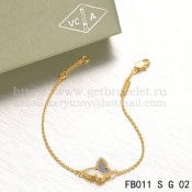 Van Cleef & Arpels Sweet Alhambra Butterfly Bracelet Yellow Gold With Gray Mother Of Pearl