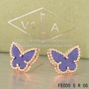 Van Cleef & Arpels Sweet Alhambra Butterfly Earrings Pink Gold With Lapis Stone Mother Of Pearl