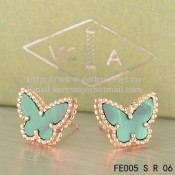Van Cleef & Arpels Sweet Alhambra Butterfly Earrings Pink Gold With Malachite Mother Of Pearl