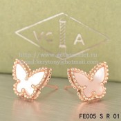 Van Cleef & Arpels Sweet Alhambra Butterfly Earrings Pink Gold With White Mother Of Pearl