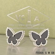 Van Cleef & Arpels Sweet Alhambra Butterfly Earrings White Gold With Black Onyx Mother Of Pearl