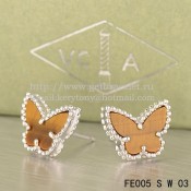 Van Cleef & Arpels Sweet Alhambra Butterfly Earrings White Gold With Tigers Eye Mother Of Pearl