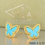 Van Cleef & Arpels Sweet Alhambra Butterfly Earrings Yellow Gold With Turquoise Mother Of Pearl