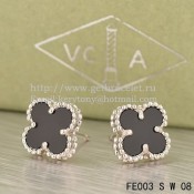 Van Cleef & Arpels Sweet Alhambra Earrings White Gold With Black Onyx Mother Of Pearl