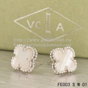 Van Cleef & Arpels Sweet Alhambra Earrings White Gold With White Mother Of Pearl