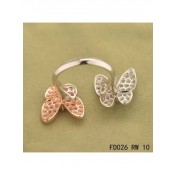 Van Cleef Arpels Two Butterfly Between The Finger Ring Pink Gold Round Pink Sapphires