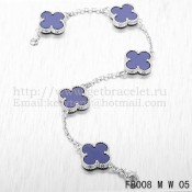 Van Cleef & Arpels Vintage Alhambra Bracelet 5 Motifs White Gold With Lapis Mother Of Pearl