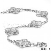 Van Cleef & Arpels Vintage Alhambra Bracelet 5 Motifs White Gold With Round Diamonds