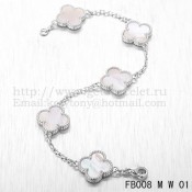 Van Cleef & Arpels Vintage Alhambra Bracelet 5 Motifs White Gold With White Mother Of Pearl