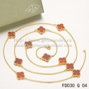 Van Cleef & Arpels Vintage Alhambra Necklace Yellow Gold 10 Motifs With Carnelian Mother Of Pearl