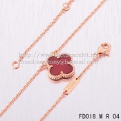 Van Cleef & Arpels Vintage Alhambra Pendant Pink Gold With Carnelian Mother Of Pearl 15mm