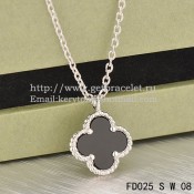 Van Cleef & Arpels Sweet Alhambra Pendant White Gold With Black Agate Mother Of Pearl 9mm