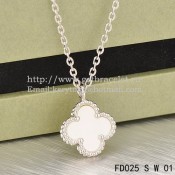 Van Cleef & Arpels Sweet Alhambra Pendant White Gold With White Mother Of Pearl 9mm