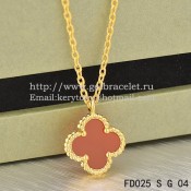 Van Cleef & Arpels Sweet Alhambra Pendant Yellow Gold With Carnelian Mother Of Pearl 9mm