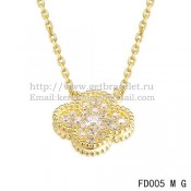 Van Cleef & Arpels Vintage Alhambra Pendant Yellow Gold With Diamonds