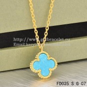Van Cleef & Arpels Sweet Alhambra Pendant Yellow Gold With Turquoise Mother Of Pearl 9mm