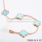 VCA Vintage Alhambra Necklace Pink Gold 10 Motifs Turquoise Mother of Pearl 45cm