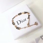 Vintage Style Christian Dior Jadior Black Logo Motif-Yellow Brass Star Womens Bracelet Price USA Replica
