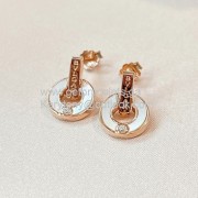 Earrings Rose Gold with Mother-of-pearl and Diamonds Top Quality
