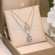 Fiorever Four-petal Flower Necklace With 1 Diamonds Rose Gold and White Gold 0.0423611111111111