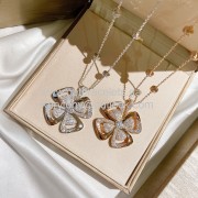 Fiorever Four-petal Flower Necklace With Diamonds Rose Gold and White Gold High Quality