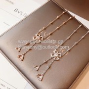 Fiorever Necklace with One Round Diamond and Pave Diamonds Rose Gold and White Gold On Sale