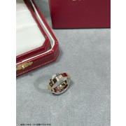 Cartier Double Love Ring in White Gold and Rose Gold with Diamonds