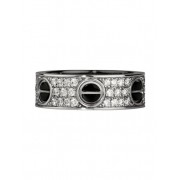 Replica Cartier Love Ring 18K White Gold Black Ceramic Paved Diamonds B4207600