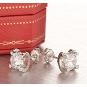 Cartier C DE Earrings in 18K White Gold With 1 Brilliant-Cut Diamond