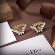 Christian Dior Best Dior JADIOR Brass Motif Star Detail Water Droplets Diamonds Stud Earrings For Ladies