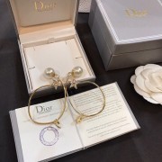 Christin Dior 2021 Latest Classic Paved Diamonds Star White Pearl Yellow Gold Plated Circle Pendant Earrings For Girls
