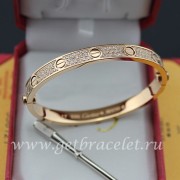 Copy Cartier Love Bracelet Paved Diamonds Pink Gold N6036916